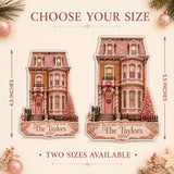 Personalized Gingerbread Pink City Townhouse Photo Acrylic Ornament