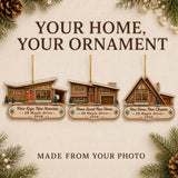 Personalized Gingerbread Mid-Century Modern Home Photo Acrylic Ornament