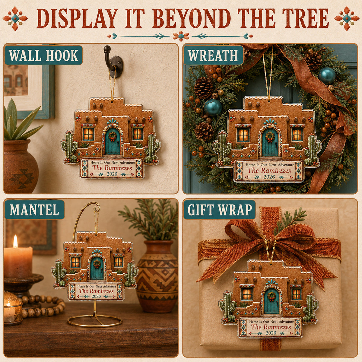 Personalized Gingerbread Southwest Casita Photo Acrylic Ornament