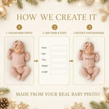Personalized Baby Birth Stats Bodysuit Photo Ornament - Custom Acrylic Christmas Keepsake