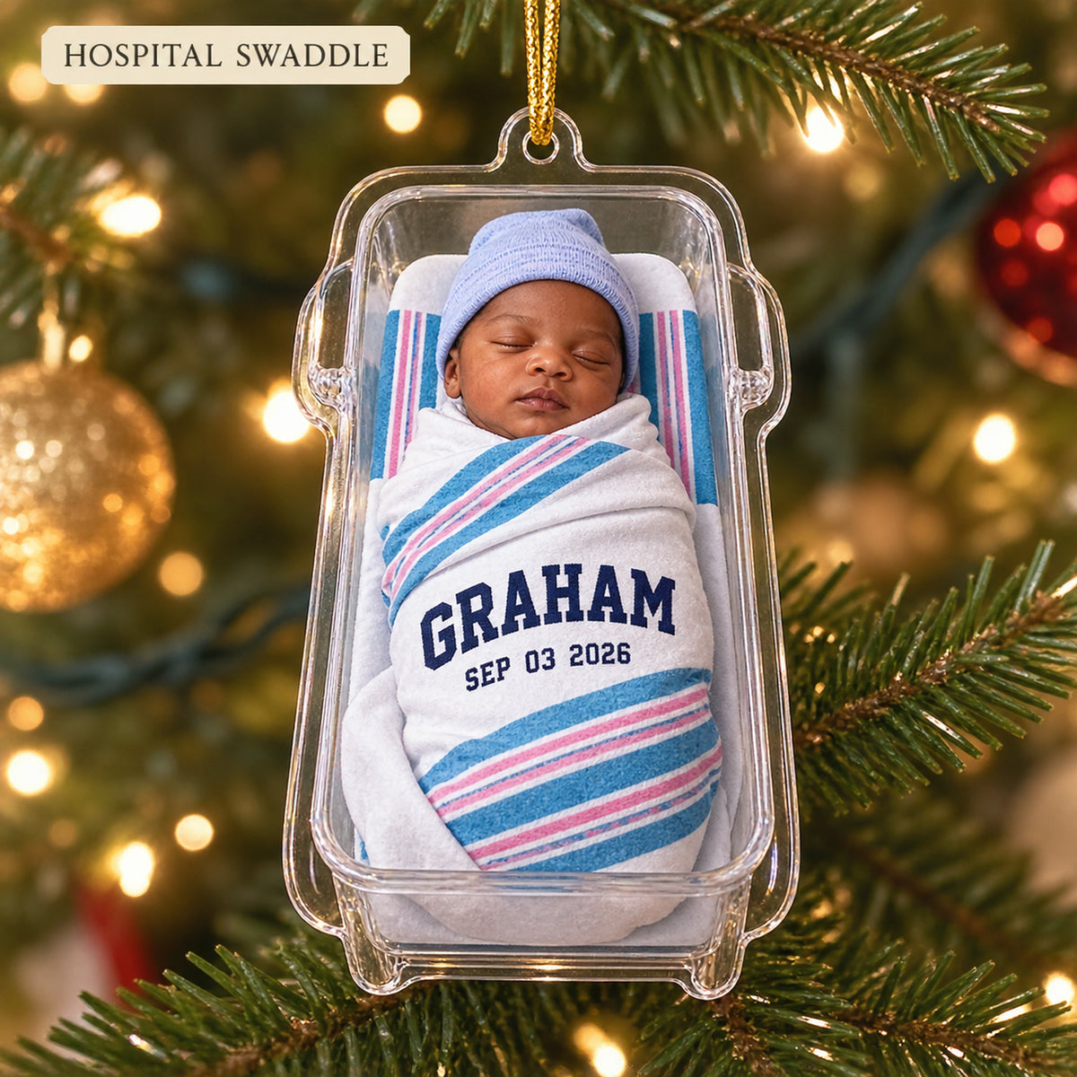 Personalized Hello World Hospital Baby Photo Ornament - Custom Acrylic Christmas Keepsake