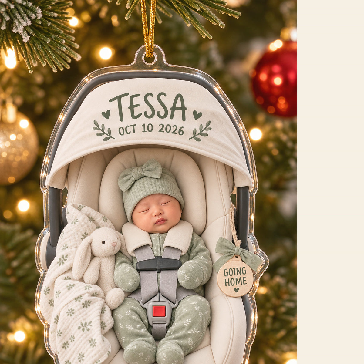 Personalized Hello World Hospital Baby Photo Ornament - Custom Acrylic Christmas Keepsake
