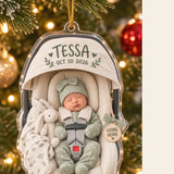 Personalized Hello World Hospital Baby Photo Ornament - Custom Acrylic Christmas Keepsake