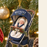 Personalized Baby First Christmas Stroller Photo Ornament - Custom Acrylic Christmas Keepsake - image 2