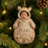 Personalized Woodland Baby Animal Swaddle Photo Ornament - Custom Acrylic Christmas Keepsake - image 3