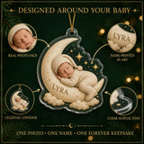 Personalized Moon and Stars Sleeping Baby Photo Ornament - Custom Acrylic Christmas Keepsake - image 6