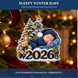 Personalized Sleepy Winter Baby 2026 Photo Ornament - Custom Acrylic Christmas Keepsake - image 2