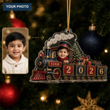 Personalized Christmas Train Baby 2026 Photo Ornament - Custom Acrylic Christmas Keepsake - image 1