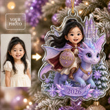 Personalized Chibi Dragon Rider Photo Ornament - Custom Acrylic Christmas Keepsake - image 2