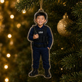 Personalized Kids Police Officer Photo Ornament - Custom Acrylic Christmas Keepsake - image 5