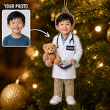 Personalized Kids Doctor Photo Ornament - Custom Acrylic Christmas Keepsake - image 1
