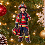 Personalized Kids Firefighter Photo Ornament - Custom Acrylic Christmas Keepsake - image 5