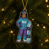 Personalized Kids Winter Sports Photo Ornament - Custom Acrylic Christmas Keepsake - image 2