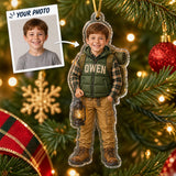 Personalized Kids Outdoor Adventure Photo Ornament - Custom Acrylic Christmas Keepsake - image 1