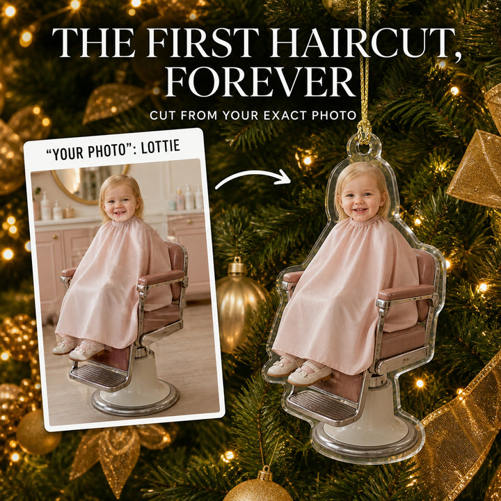 Personalized Kids First Haircut Photo Ornament - Custom Acrylic Christmas Keepsake - image 1