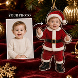 Personalized Baby Santa Christmas Photo Ornament - Custom Acrylic Christmas Keepsake - image 1