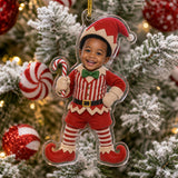 Personalized Baby Elf Christmas Photo Ornament - Custom Acrylic Christmas Keepsake - image 2