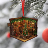 Customized Book Store Ornament, Bookshelves Ornaments, Ornament For Book Lovers, Book Worms, Christmas Ornaments | Book Store