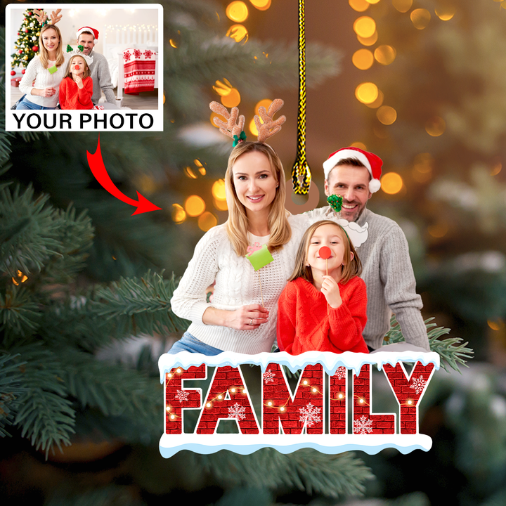 Personalized Photo Ornament - Gift For Family - This Is My Family - Christmas, Birthday Gift For Family, Family Members, Mom, Dad, Husband, Wife | Family Red
