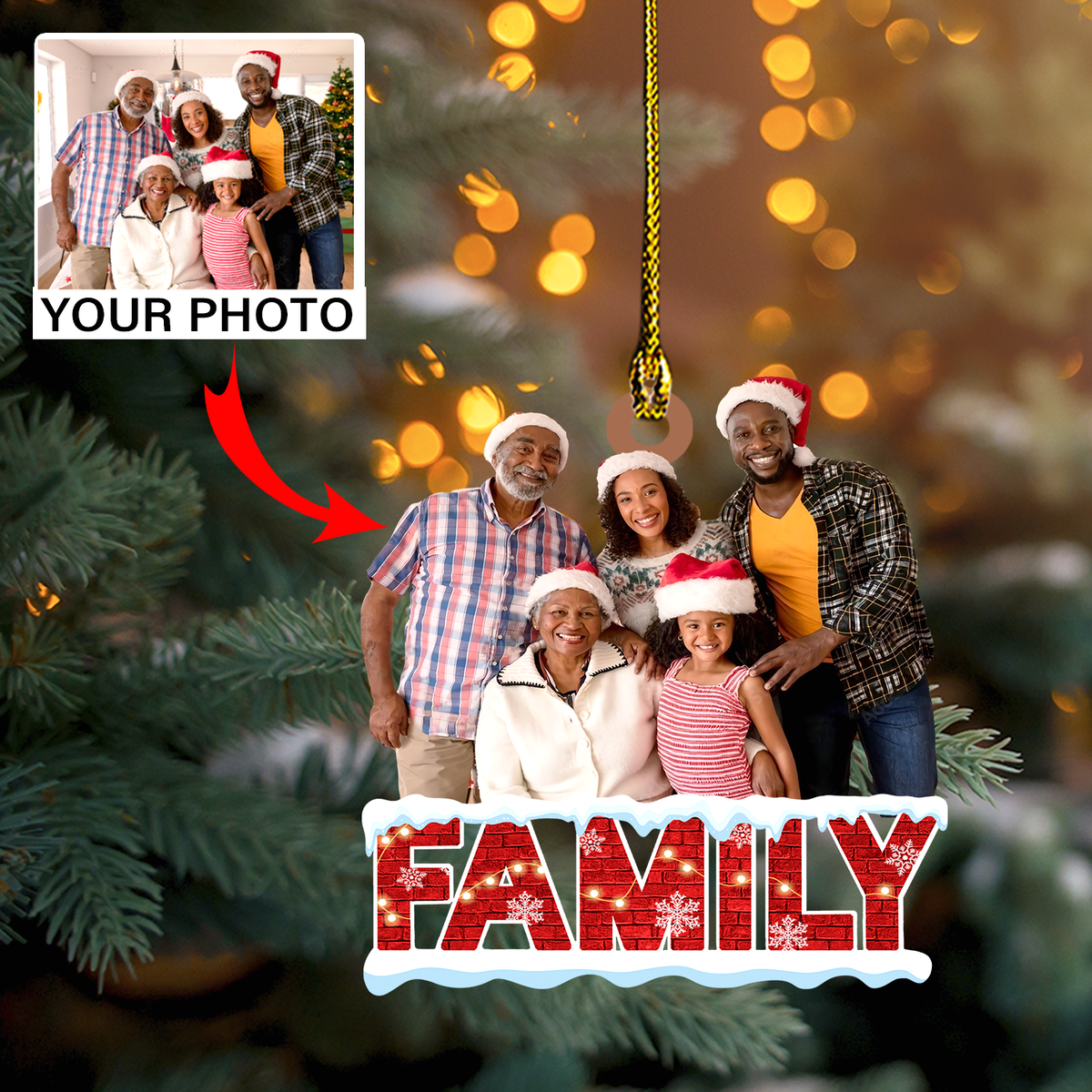Personalized Photo Ornament - Gift For Family - This Is My Family - Christmas, Birthday Gift For Family, Family Members, Mom, Dad, Husband, Wife | Family Red