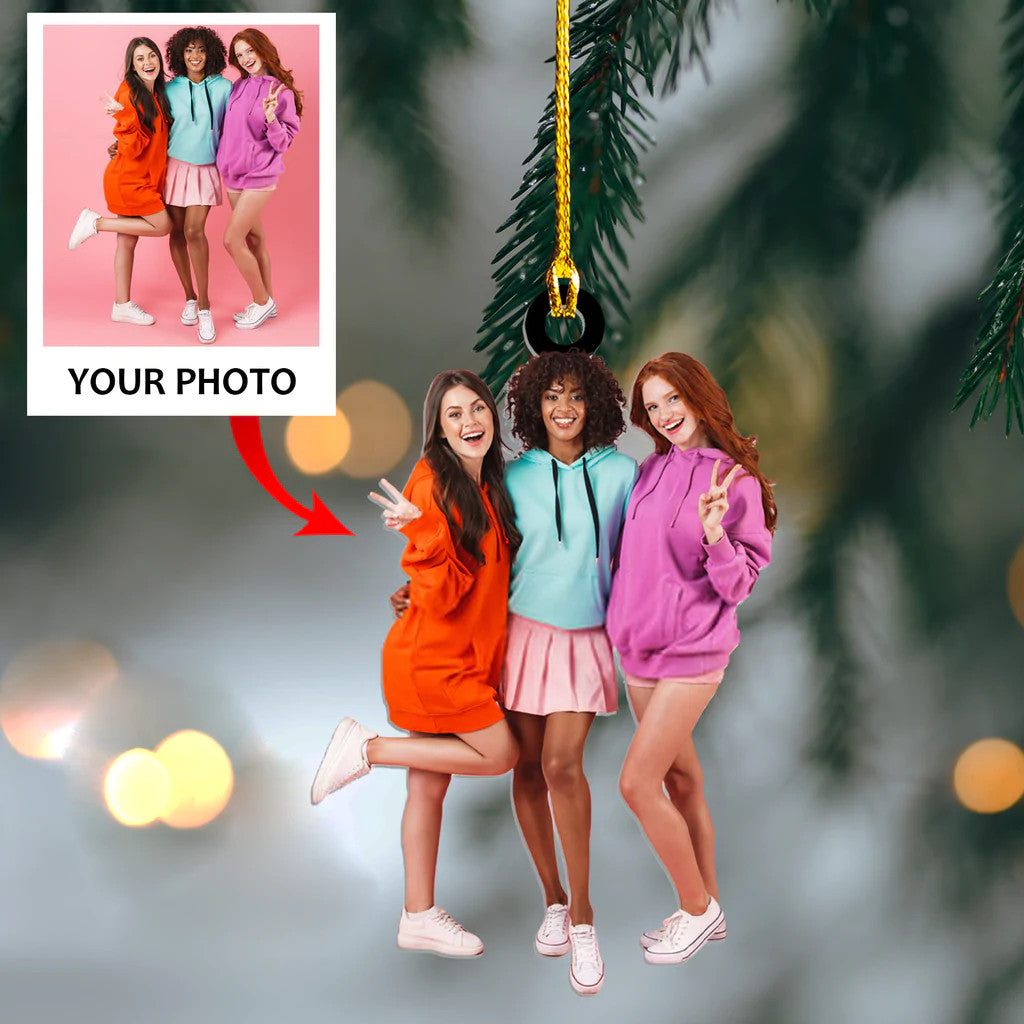 Customized Your Photo Ornament - Personalized Photo Mica Ornament - Christmas Gifts For Bestie, Sister | Friend